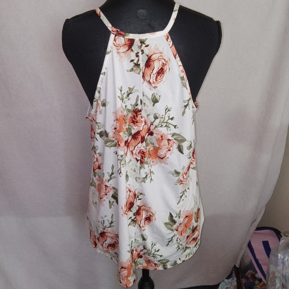 First Love Floral Halter Top - White and Pink - Picture 7 of 8